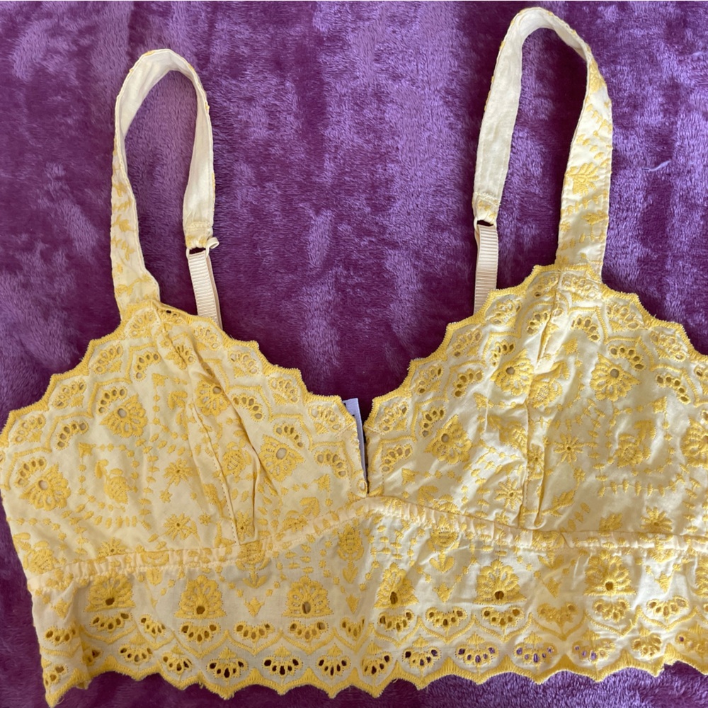 FREE PEOPLE | Yellow Lace Ezra Bralette Sz S